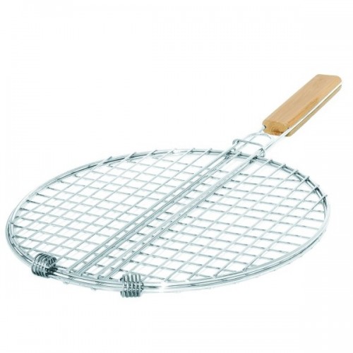 Round grill with wooden handle