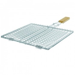 Inox 18/10 grill frame with wooden handle